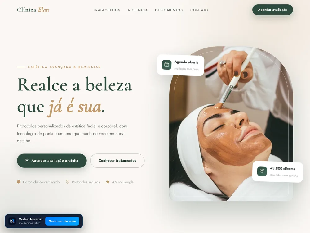 Modelo de site para clínica estética — Clínica Élan
