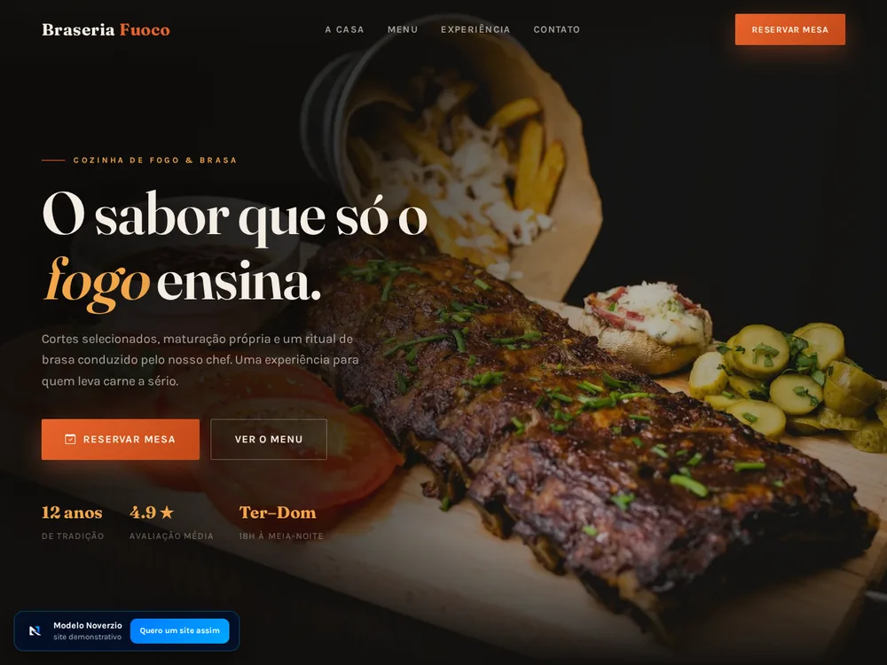 Modelo de site para restaurante — Braseria Fuoco