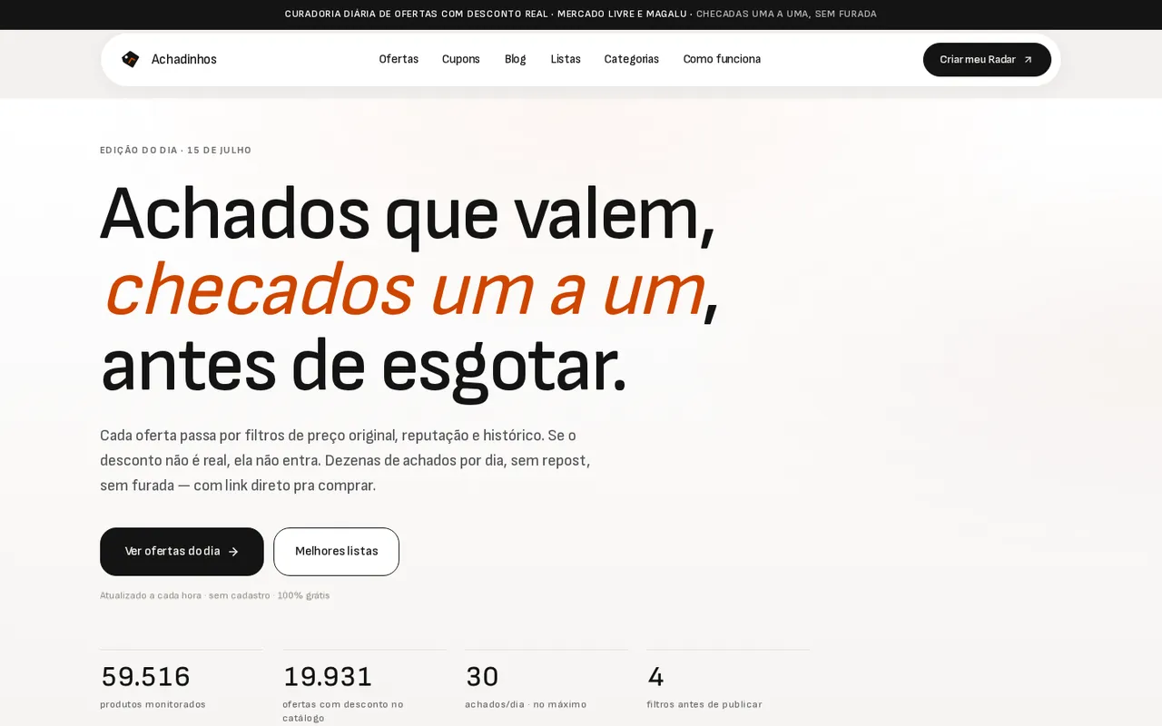 Achadinhos — curadoria diária de ofertas
